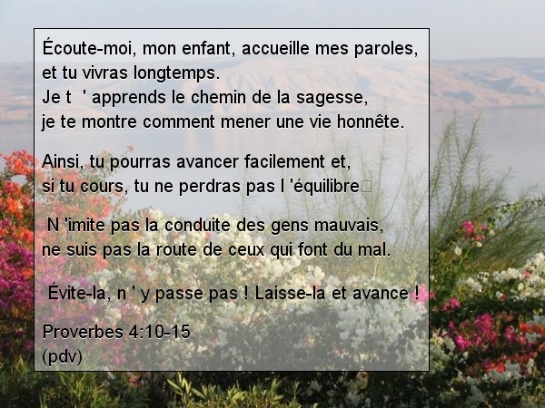 Proverbes 4v10-15