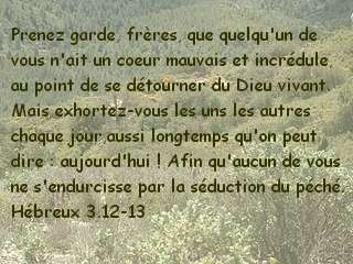 Hébreux 3.12-13